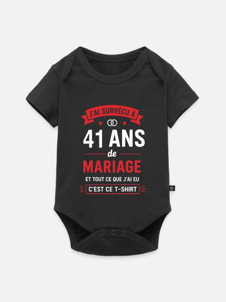 41 Jahre Ehe T-Shirt - Baby Premium Kurzarmbody - Schwarz