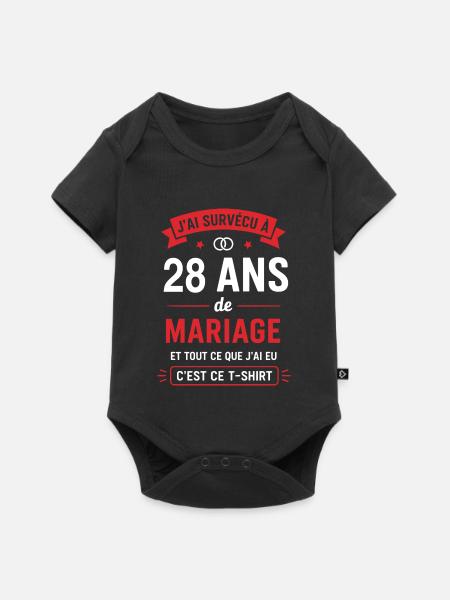 28 Jahre Ehe Tee Humor - Baby Premium Kurzarmbody - Schwarz