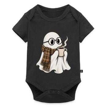 Kaffeegeist mit Brille und Schal - Baby Premium Kurzarmbody - Schwarz - Vorne