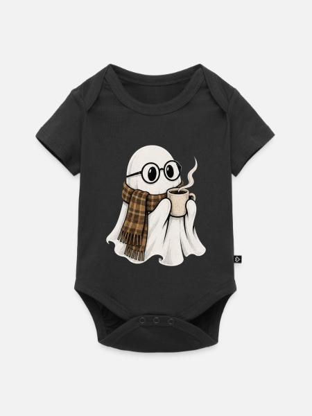 Kaffeegeist mit Brille und Schal - Baby Premium Kurzarmbody - Schwarz