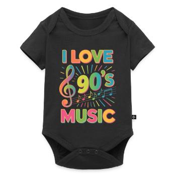 Ich Liebe 90er-Jahre-Musik, Retro-Neunziger-Jahre - Baby Premium Kurzarmbody - Schwarz - Vorne