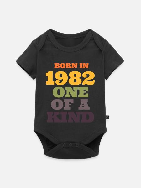 Geboren 1982 einzigartig - Baby Premium Kurzarmbody - Schwarz