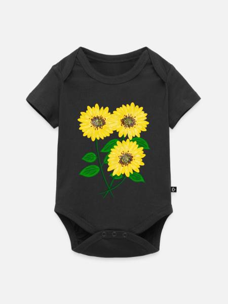 Sonnenblumen - Baby Premium Kurzarmbody - Schwarz