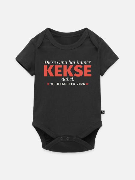 Oma mit Keksen Weihnachts 2026 - Baby Premium Kurzarmbody - Schwarz