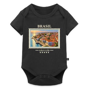 Brasilien São Luís Vintage Reisemarke - Baby Premium Kurzarmbody - Schwarz - Vorne