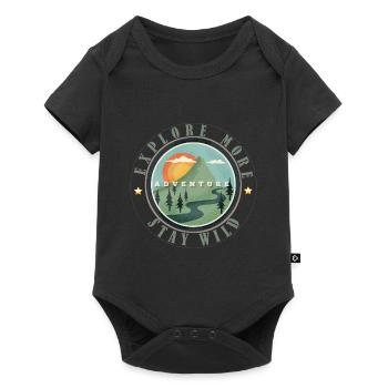 Vintage Berge Abenteuer Spruch Retro Explore More  - Baby Premium Kurzarmbody - Schwarz - Vorne
