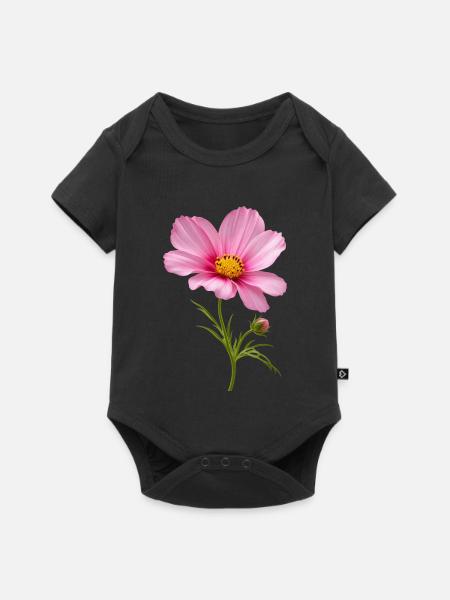 Pink Flower Nahaufnahme - Baby Premium Kurzarmbody - Schwarz