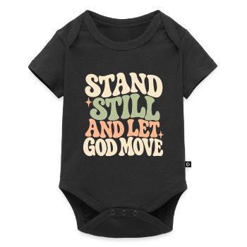 Groovy Amen Steh still und lass Gott sich bewegen - Baby Premium Kurzarmbody - Schwarz - Vorne