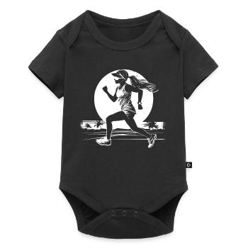 Läuferin Zeichnung - Baby Premium Kurzarmbody - Schwarz - Vorne