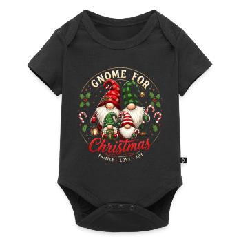Familien-Weihnachtszwerge um den Baum - Baby Premium Kurzarmbody - Schwarz - Vorne