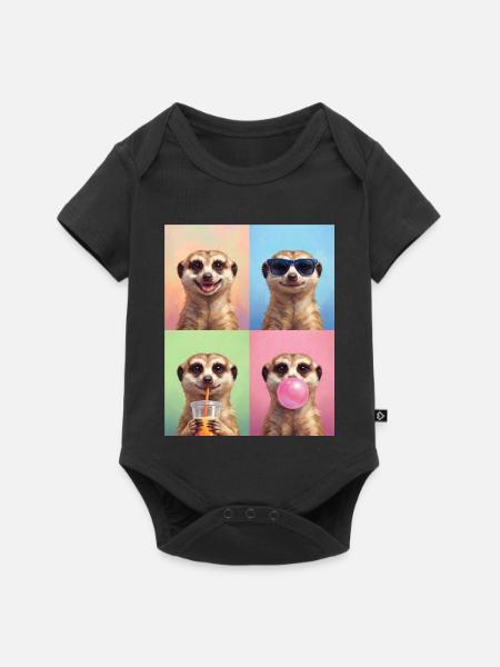 Meerkat Erdmännchen - Baby Premium Kurzarmbody - Schwarz