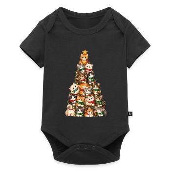 Katzen-Weihnachtsbaum-T-Shirt – Süße Katzen - Baby Premium Kurzarmbody - Schwarz - Vorne