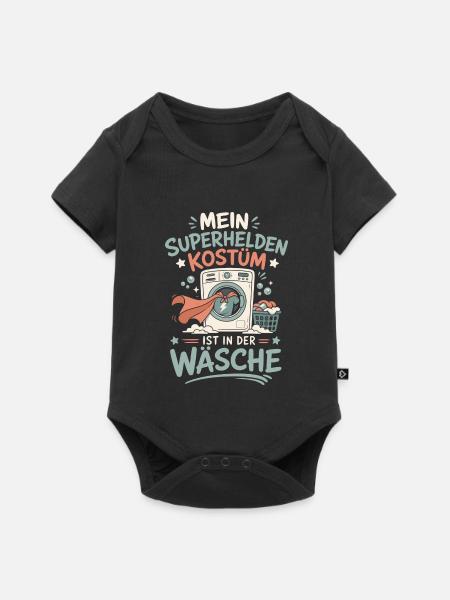 Superhelden Kostüm in der Wäsche - Baby Premium Kurzarmbody - Schwarz