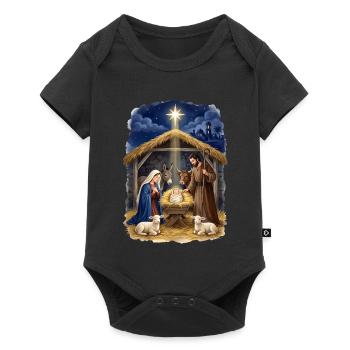 Krippenstern der Heiligen Nacht Weihnachten Jesus - Baby Premium Kurzarmbody - Schwarz - Vorne
