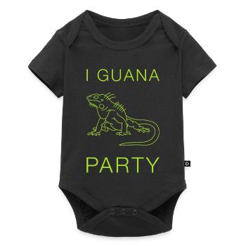 I Guana Party Leguan Wortspiel Reptil - Baby Premium Kurzarmbody - Schwarz - Vorne