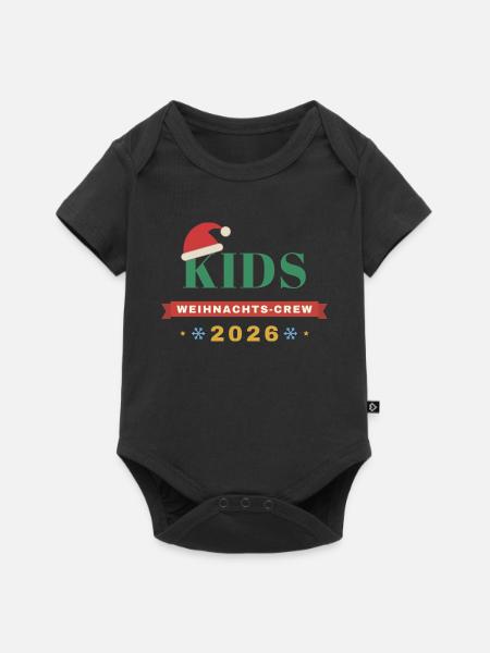 Kids – Weihnachts-Crew 2026 Kinder Partnerlook - Baby Premium Kurzarmbody - Schwarz