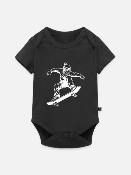 Skateboarding Junge Zeichnung - Baby Premium Kurzarmbody - Schwarz