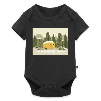 Retro Wohnmobil Winter Ready - Baby Premium Kurzarmbody - Schwarz - Vorne