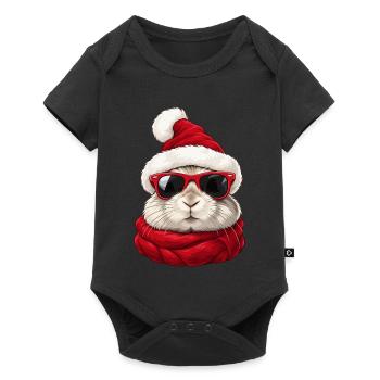 Cooler Weihnachtshase mit Sonnenbrille Weihnachten - Baby Premium Kurzarmbody - Schwarz - Vorne
