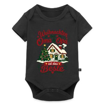 Weihnachten bei Oma und Opa Enkel Kinder - Baby Premium Kurzarmbody - Schwarz - Vorne