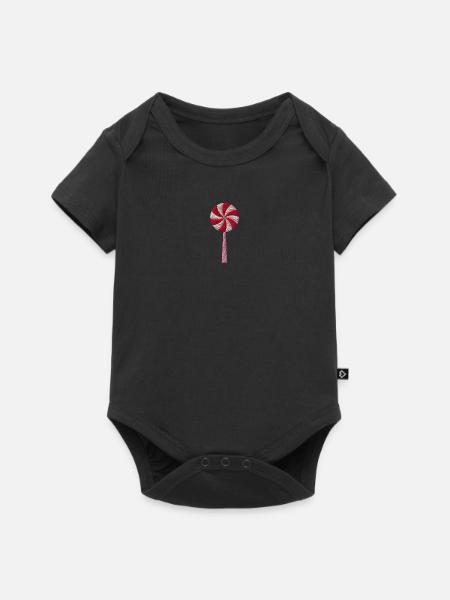 Lollipop bestickt - Baby Premium Kurzarmbody - Schwarz