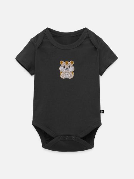 Hamster bestickt - Baby Premium Kurzarmbody - Schwarz