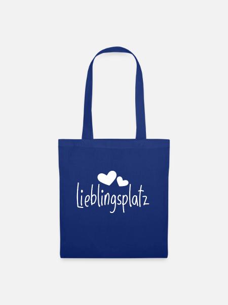 Lieblingsplatz Kissen mit Herz - Stoffbeutel - Royalblau