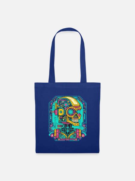 KI Roboter Cyberpunk - Stoffbeutel - Royalblau