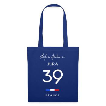 Das Leben ist besser JURA Nummer 39 Franche-Comté - Stoffbeutel - Royalblau - Vorne