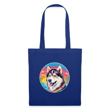 Seppala Sibirischer Schlittenhund Hunderasse Buntes Cartoo - Stoffbeutel - Royalblau - Vorne