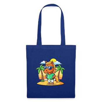 Cheval Drôle Dessin Animé Plage Été Lunettes de soleil - Sac en tissu - bleu royal - Devant