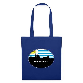 Montevideo-Uruguay-Flaggen-Skyline-Schattenbild-Reise - Stoffbeutel - Royalblau - Vorne