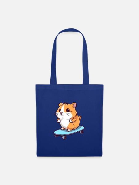 Lustiger Hamster Kawaii Cartoon spielt Skateboard - Stoffbeutel - Royalblau