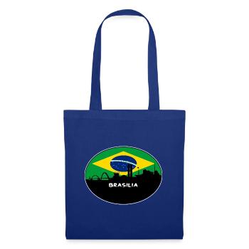Brasilia Brasilien Flagge Skyline Silhouette Reisen - Stoffbeutel - Royalblau - Vorne