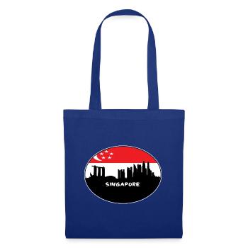 Singapur Singapur-Flaggen-Skyline-Schattenbild-Reise - Stoffbeutel - Royalblau - Vorne