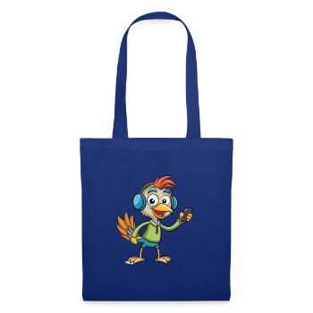 Strauß Lustige Cartoon Figur Kopfhörer Musik - Stoffbeutel - Royalblau - Vorne