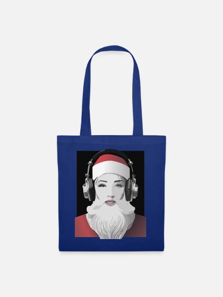Weihnachtliche Beats - Frau im Weihnachtsmann-Look - Stoffbeutel - Royalblau
