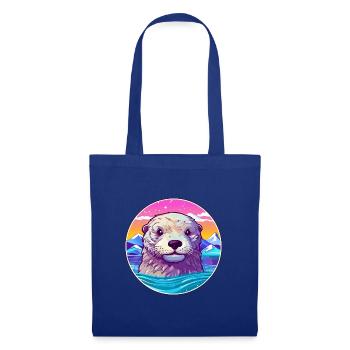Otter Aquarell Karikatur Kawaii Haustier Tier Farbefu - Stoffbeutel - Royalblau - Vorne