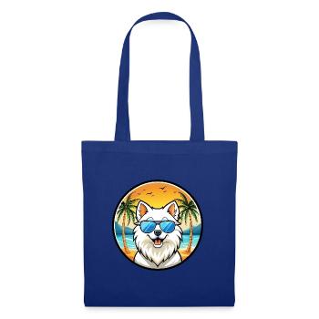 Japanese Spitz Dog Breed Cartoon Sunglasses Beach - Tote Bag - royal blue - Front