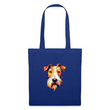 Draht Foxterrier Hunderasse Aquarell Karikatur Kawa - Stoffbeutel - Royalblau - Vorne