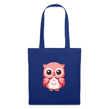 Eule süßes glückliches Kawaii Cartoon Clipart Tier - Stoffbeutel - Royalblau - Vorne