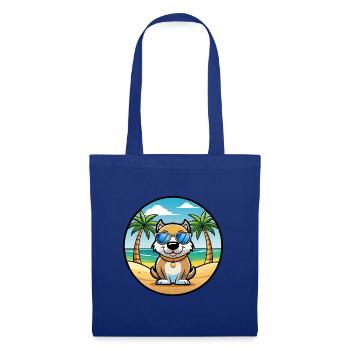 Milieu Asiatique Ovtcharka Chien Race Dessin Animé Plage - Sac en tissu - bleu royal - Devant