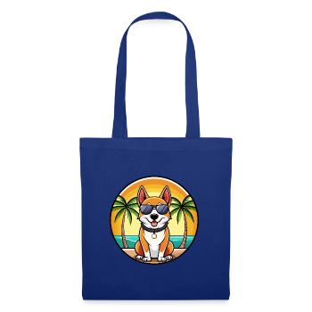 Japanese Terrier Dog Breed Cartoon Sunglass Beach - Tote Bag - royal blue - Front