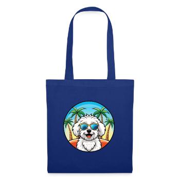 Bichon frisé race de chien dessin animé lunettes de soleil plage - Sac en tissu - bleu royal - Devant