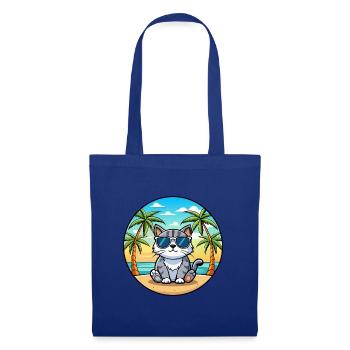 Schottische Falte Katzenrasse Cartoon Sonnenbrille Strand - Stoffbeutel - Royalblau - Vorne