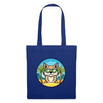 Lunettes de soleil de dessin animé de race de chat à poil long allemand plage - Sac en tissu - bleu royal - Devant