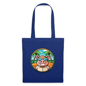 Cochon Drôle Dessin Animé Plage D’été Lunettes De Soleil Autocollant - Sac en tissu - bleu royal - Devant
