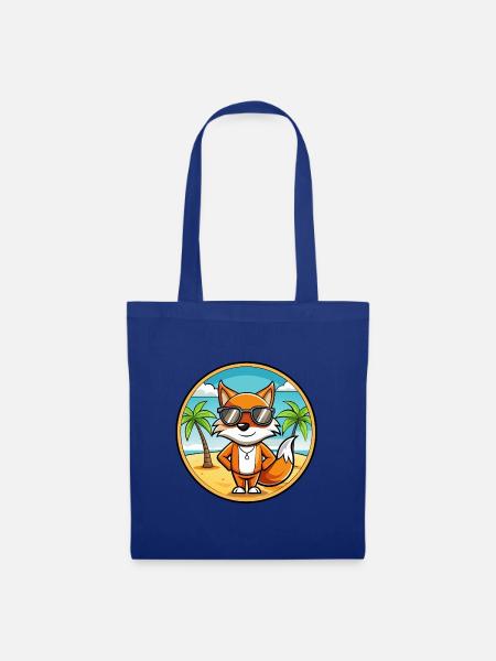 Fuchs Lustige Cartoon Sommer Strand Sonnenbrille Aufkleber - Stoffbeutel - Royalblau