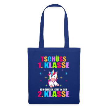Tschüss 1.Klasse Ich Glitzer Jetzt In Der 2.Klasse - Stoffbeutel - Royalblau - Vorne