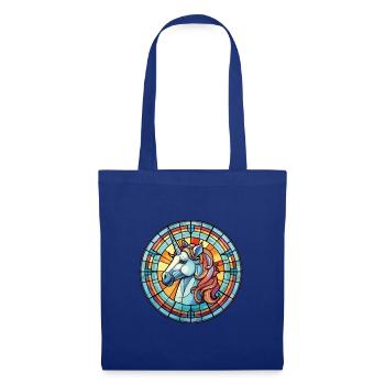 Einhorn bunte Aquarell Tier Illustration - Stoffbeutel - Royalblau - Vorne